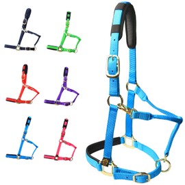 T TEKE Adjustable Horse Halter by Heavy Duty Soft Nylon, Padded with Anti-rubbing Waffle Neoprene on Both Crown & Nose