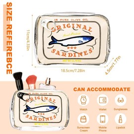 Sardines Can Design Makeup Bag, Cute Canned Sardines Style Toiletry Bag, Creative Cosmetics & Funny Travel Organizer Bag for Eye Shadow, Makeup Products Bag:_Cream_one-size