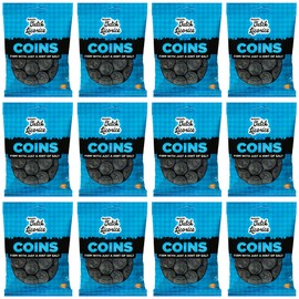 Gustaf's Salted Dutch Licorice Coins - 12 Pack of 5.2oz Bags - Salted Black Licorice Coins - Dutch Candy from Netherlands - Salty Black Liquorice Treats