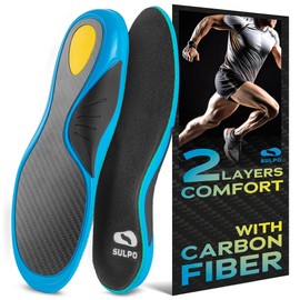 SULPO Carbon Fibre Sports Insoles with Arch Support for Comfort and Support Size 6-7