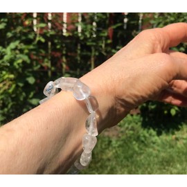 Clear Quartz Tumbled Gemstone Stretch Bracelet ~ 8" long comfortably fitting a 5.5" - 7” wrist