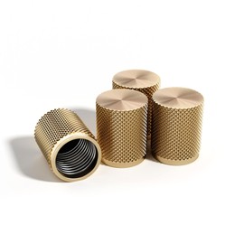 STEEL HAWK Tire Air Valve Caps – Precision CNC Machined Stainless Steel, Extended Knurled Design | Rust, Air Leak & Dust Proof Metal with O-Rubber Seal - Ideal for Vehicles - 4 Pack- Rose Gold