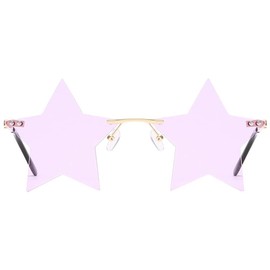 Dollger Rimless Star Sunglasses for Women Trendy Pentagram Transparent Sunglasses UV400 Protection, purple