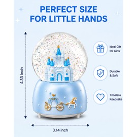 Snow Globe, Castle Musical Snowglobe with Automatic Snowfall (Blue)