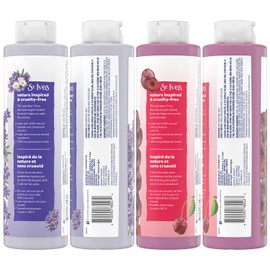 St. Ives Body Wash Variety 2-Pack, Soothing Lavender & Chamomile + Nourishing Dark Cherry & Argan Oil, 100% Natural Extracts, Cruelty-Free, 22 Oz Ea