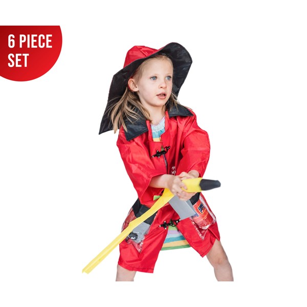 Dress Up America Firefighter Role-Play Set - Fire Chief Costume for Boys and Girls, Ages 3-9 Red