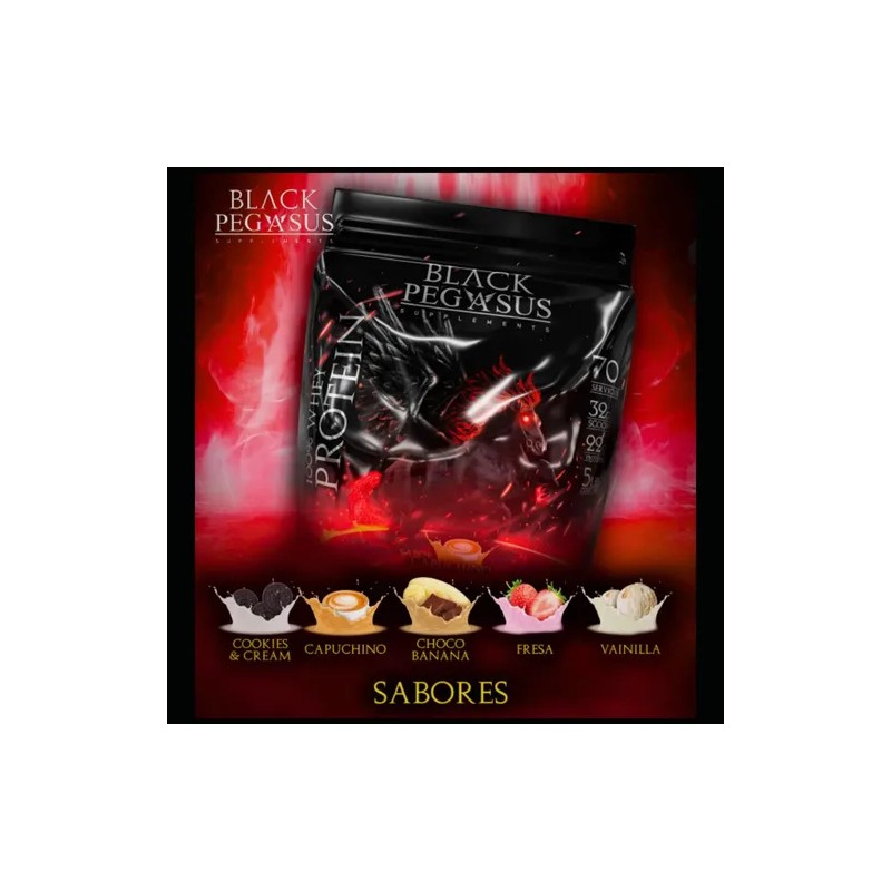 Proteína Polvo Black Pegasus Whey Protein Fresa 2kg Porciones