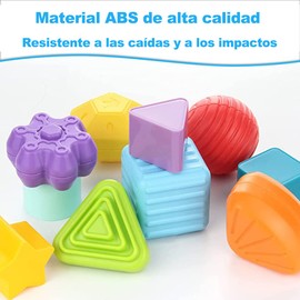 10 Coloridos Juguetes Sensoriales de Formas y 1 Clasificador de Formas con Banda Elástica,Cubo Clasificador de Formas para Niños,Juguetes Colorido Sensoriales Montessori,Juguete de Clasificación