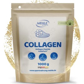 Collagen Powder 1 kg – Collagen Hydrolysate Peptides Type I, II & III – Flavorless Protein Powder – Made in Germany – Wehle Sports (1000g (1 pack)) - Packaging may vary