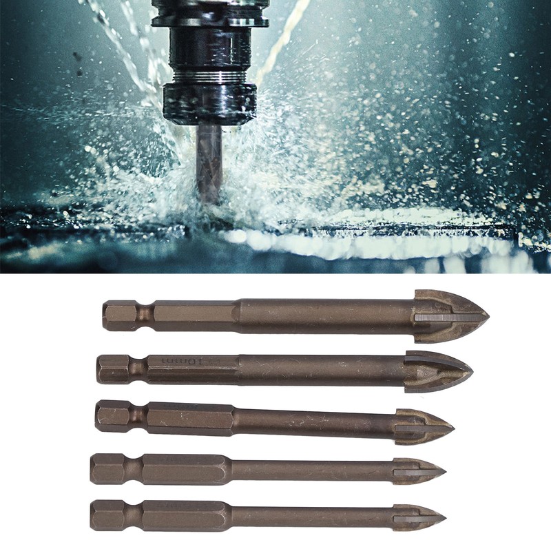 5Pcs Cross Tile Drill Bit Carbide Hex Shank Drills Bits