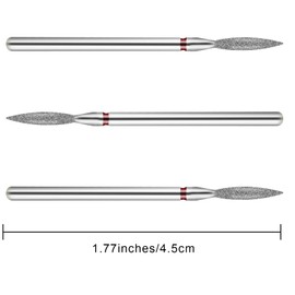 YUXIANLB Pack of 3 Diamond Nail Drills Cuticle Drill Ball Shape Cuticle Nail Cutter Bit Flame Bit All In One Nail Prep Kit For Manicure Salon Cuticle Remove Under Nail Dead Red