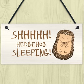 Funny Hedgehog Sign Garden Plaques Hedgehog Sleeping Outdoor Sign Family