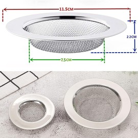 Hair Plug Catcher Shower, Sink Strainer Plug for Kitchen or Bathroom Plug Hole, 2 PCS Stainless Steel Mesh Hair Filter for Shower Drain 7.5 cm Outer Diameter kitchen sink strainer