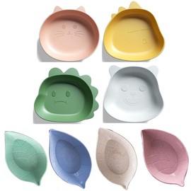 Leadigol 28pcs Plastic Trays Snack Plates Kitchen Bowls Leaf Shape Sauce Dish Small Dipping Bowls Appetizer Plates Wheat Straw Soy Sauce Dishes