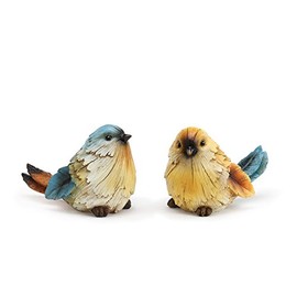 Watchful Bird Sapphire, Goldenrod 5.25 x 3.25 Resin Tabletop Figurines, Set of 2