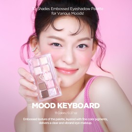 lilybyred Mood Keyboard | 10-Shade Korean Eyeshadow Palette, Highly Pigmented, Matte, Shimmer & Jelly Glitter, Smooth. Blendable, Long-Lasting, Dome-Shaped Design, 0.37 oz. (09 Milky Berry Stereo)
