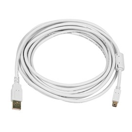 Monoprice 15-Feet USB 2.0 A Male to Mini-B 5pin Male 28/24AWG Cable with Ferrite Core (Gold Plated), White (108636)