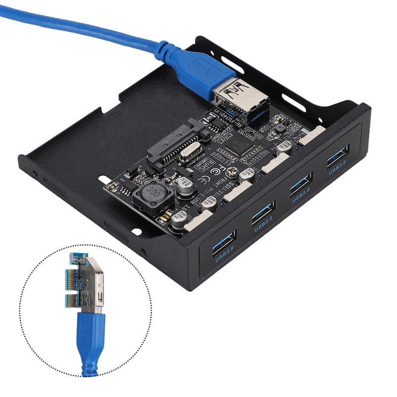 PCI-E to 4xUSB3.0 for NEC720201 Chip Front Floppy Bay Adapter
