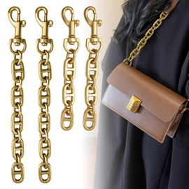 Pack of 4 Bag Extension Chain Alloy, 12-17 cm Bag Extender Chain, Purse Extension Bag Chain Carabiner, Gold Purse Extender Chain, Shoulder Bag Strap Extension Chains