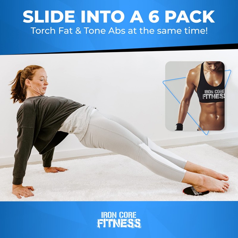 Iron Core Fitness Deslizadores de pies para entrenar ejercicios abdominales