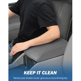 JOYTUTUS Center Console Cover and Front Door Panel Armrest Cover Kit Compatible with 2009-2015 Pilot, Leather Arm Rest Armrest Cover for Car, Middle Console Cover Lid Replacement for Trucks, Gray