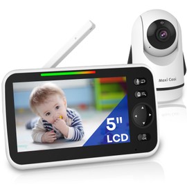 Maxi Cosi Baby Monitor with Camera and Audio, 5'' Sreen Baby Monitor No WiFi, 30-Hour Battery, Pan-Tilt-Zoom Video Baby Monitors Portable, Night Vision,VOX Mode,2-Way Talk,8 Lullabies and 1000ft Range