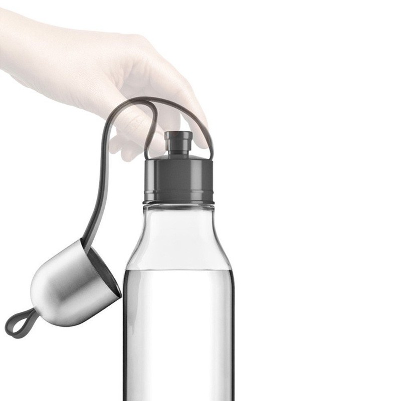 eva solo Sports Drinking Bottle Clear with (Grey Strap)