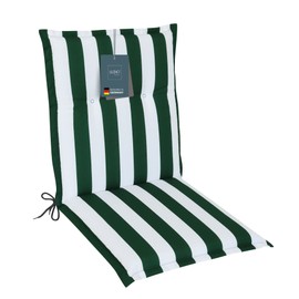 LILENO HOME Garden Chair Cushions in Block Stripes Green [Set of 1 - Low-Back] - Comfortable Loungers as Seat Cushions for Garden Furniture - Chair Cushion for Garden Chairs and Folding Chairs