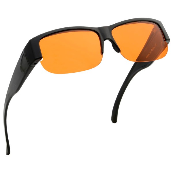 Fitover - anteojos de bloqueo de luz, color naranja, Black-100% Blue Light Blocking, Talla unica
