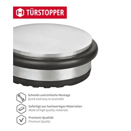 Gedotec Door Stop Stainless Steel | 1 Piece | Door Hinge Buffer Round - H10709 | Large Door Stopper Base | Diameter 95 mm | Height 30 mm | Door Buffer for Heavy Doors | Door Stop for Room Doors &