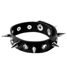 Eigso Set of 4 Gothic Punk PU Leather Bracelet with Studs Chains Gallstone Button Closure Women Men, Leather
