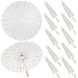 Kvittra 33 Inch White Paper Umbrellas, 12 Pack Oiled Paper Umbrellas Wedding Party Favor Decorative Chinese Japanese Silk Parasol Umbrella DIY for Wedding Bridal Party Decor