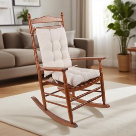 LYLNBYWK Rocking Chair Cushion, Premium Corduroy Seat and Back Cushion with Ties, Suitable for Indoor/Outdoor Rocker, Pack of 1, Beige