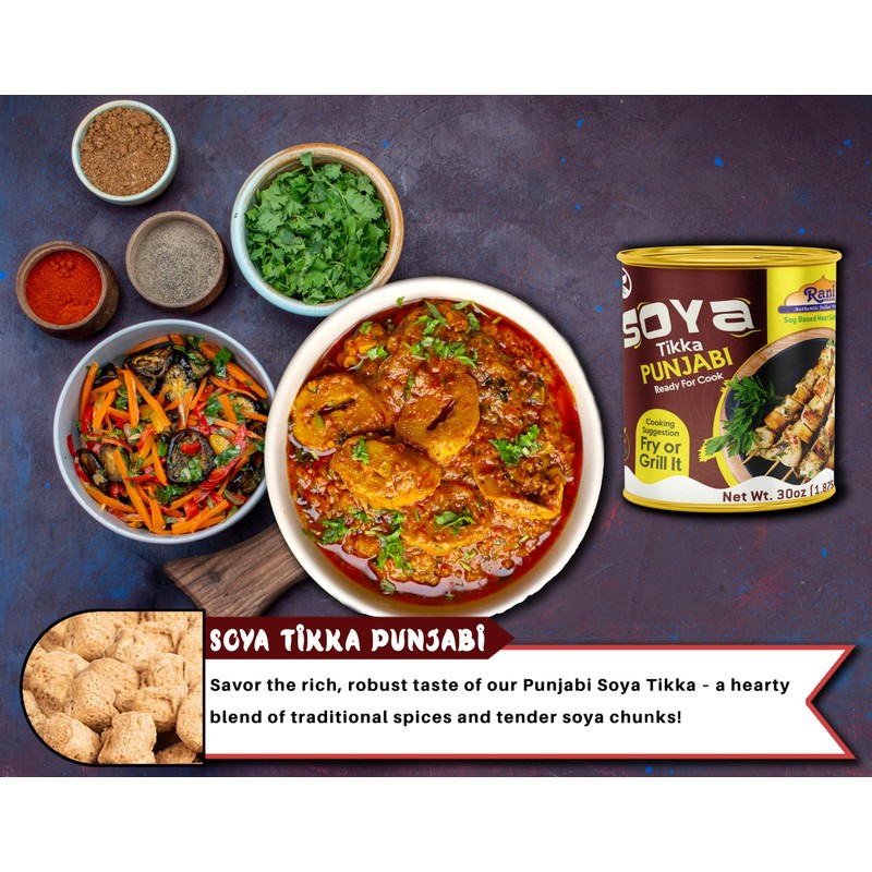 Rani Soya Tikka Punjabi 30oz (1.875lbs) 850g, Pack of 6,