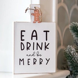 Unbranded Gingerbread Eat Drink and be Merry Cutting Board Sign Ornament