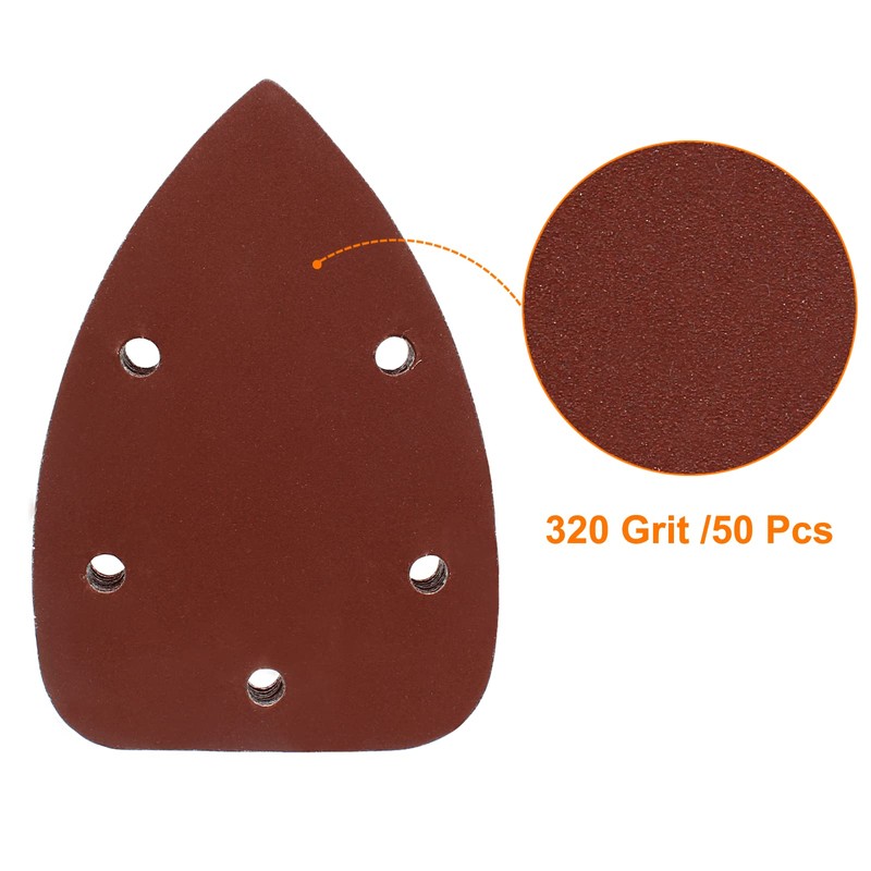 Cionyce 50 Pcs 320 Grit Mouse Detail Sander Sandpaper 5