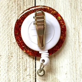 Plz Don’t Yell at Me Handmade Resin Badge Reel with Letter Beads – Funny & Functional Office Accessory:_Alligator Clip_Green Fine Fine Glitter