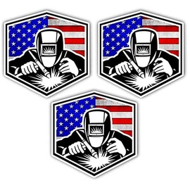 3pcs Cool Stickers | American Welder | Welding Welder Decal | Hard Hat Sticker | USA Decals