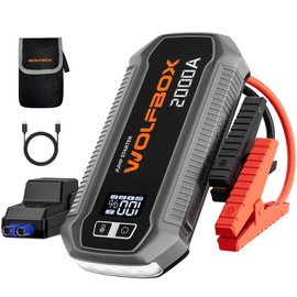 WOLFBOX 2000A Jump Starter, 44.4Wh Battery Jumper Starter Portable with LED Display, 12V Car Battery Jump Starter Pack (7L Gas 6L Diesel Engine) with Booster, LED Light, Jumper Cables (NO Adapter)