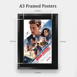 HWC Trading Mission Impossible 7 Dead Reckoning Tom Cruise Geschenke Geduckter Poster Signiertes Autogramm Foto für Fans von Film Memorabilien - A3 Gerahmt