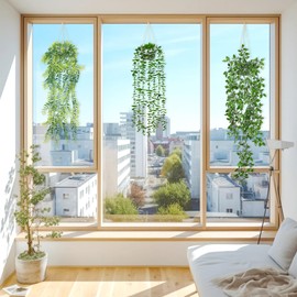 Dremisland Fake Hanging Plants with Pots 2Pack Faux Hanging Basket Plant Macrame Plant Hanger with Fake Vines Faux Hanging Planter for Wall Ceiling Home Bedroom Indoor Decor (Mix Plant-3PCS)