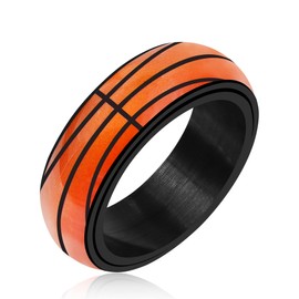 Mayfaith Fashionable Stainless Steel Stress Relief and Anxiety Ring Suitable for Both Men and Women, Delicate and Charming Basketball Sports Style Ring, Gifts for Birthday, Party, Valentine's Day