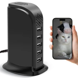 HSKAH USB Charger Camera, WiFi Mini Camera with Phone App, HD 1080P Pet Monitor Nanny Cam with Motion Detection for Home Security, No Audio