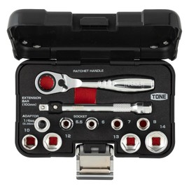 TONE N-S1183SSP Socket Wrench Set, 1/4 inch (6.35 mm) Drive Angle, Black, 11 Pieces