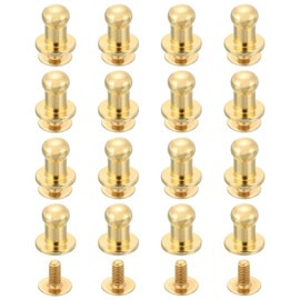 sourcing map 16Pcs Ball Head Stud Screw Back 5mm Round Head Button Nipple Leather Rivets for DIY Leather Craft Handbag Shoes Belt Repair, Light Gold
