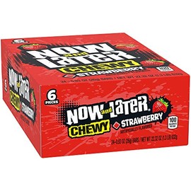 Now & Later Soft Taffy Chews Candy, Strawberry, 0.93 Ounce Bar, Pack of 24