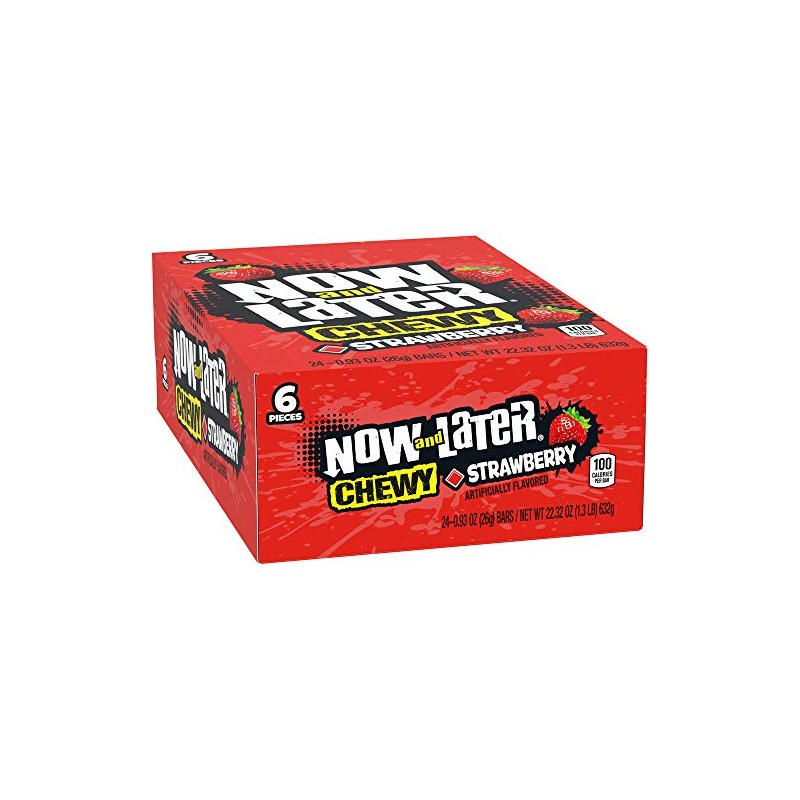 Now & Later Soft Taffy Chews Candy, Strawberry, 0.93 Ounce