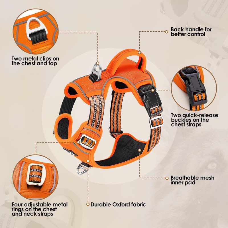 SlowTon No Pull Dog Harness, Heavy Duty No Choke Pet