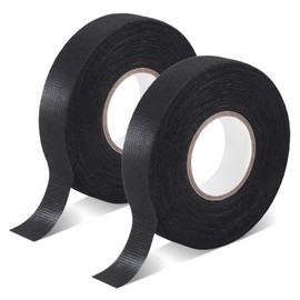 Mynoozi Wasserdicht Elektrisches Isolierband, 2 Rollen Kabelbaumband, Schwarzes Gewebeband, Kabelbaum-Verdrahtungsband, Automobil-, Motorrad- und elektrisches Verdrahtungsband