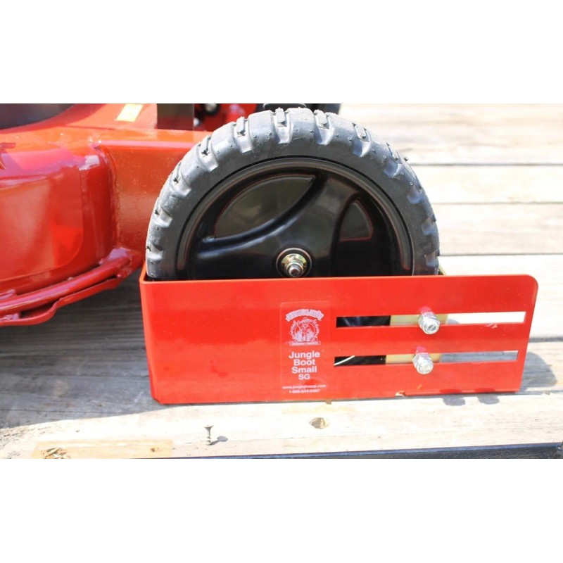 Jungle Jim’s Boot Secures Push mowers on Open or Enclosed